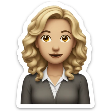 A young women with shoulder length wavy dark blonde hair in a blouse  sticker