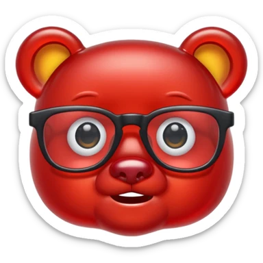 gummy bear with glassess, only head  sticker