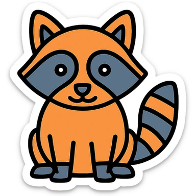 raccoon color outline icon style sticker