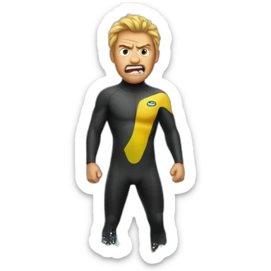 angry surfer in a wetsuit sticker