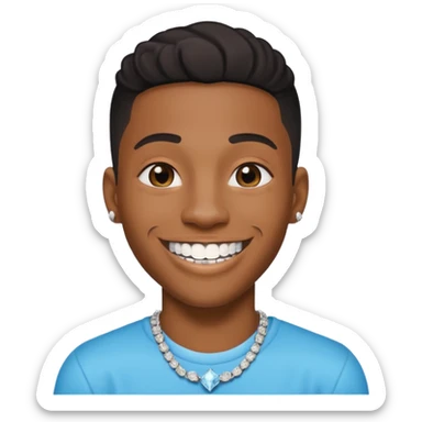 Black young guy with a diamond grillz in her tooth sticker