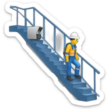 bluewroker-working-in-a-stair-with-a-monitoring-camera sticker