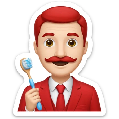 hitler with toothbrush mustache and red suit sticker