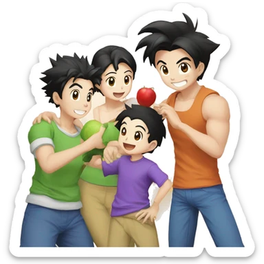 son gohan, picollo, videl and pan a happy family sticker