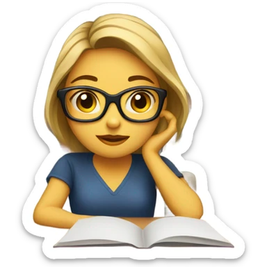 A girl studying sticker