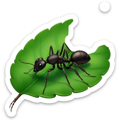 a black ant on leaf sticker