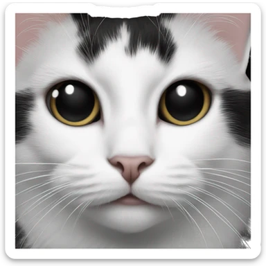 black and white cat with black smudge on lip  sticker