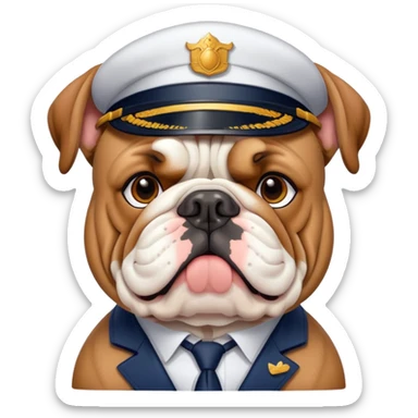 english bulldog with a postman sticker