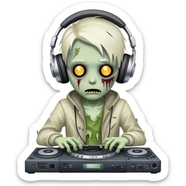 Zombie Dj cartoon cute young sticker