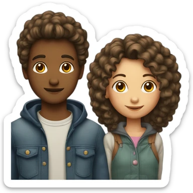 garçon au cheveux bouclés et fille au cheveux longs sticker