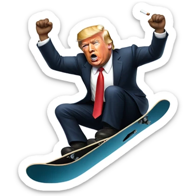 President trump snowboarding while smoking  sticker
