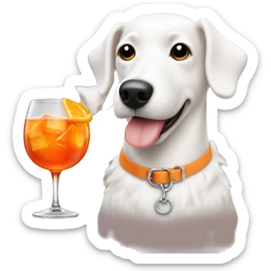 White dog with a Aperol spritz  sticker