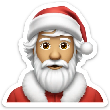 “An adorable Santa with a red suit, fluffy white beard, rosy cheeks, big eyes, and a red hat with a white pom-pom réaliste  sticker