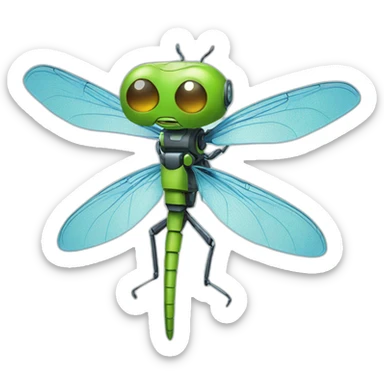 dragonfly robot with funny emotions sticker