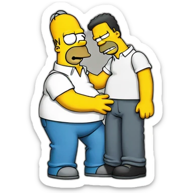 Homer placing his hands on A limp Bart Simpson sticker