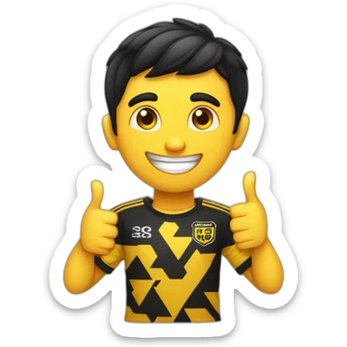 Hyderabad Fc Football Club Supporter yellow and black pattern t-shirt thumbs up indian boy black hair half body sticker