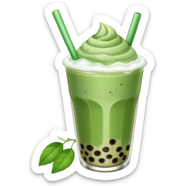 matcha latte with boba and ice sticker