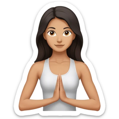 Female Yoga teacher, dark long hair, upper body sticker