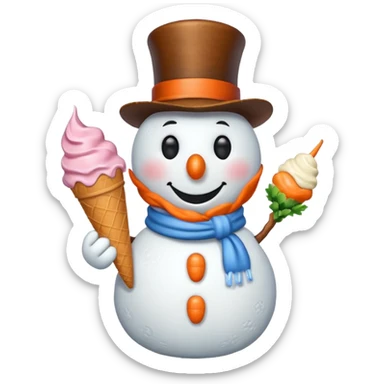 snowmen holding ice cream single snowmen sticker