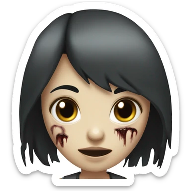 Generate a zombie girl with black hair and bangs   sticker