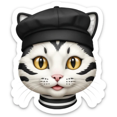 Cat mime performer with hat sticker