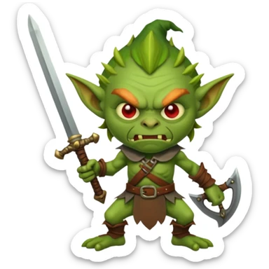 make an angry looking goblin holding a sword sticker