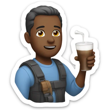 Man drinking yazoo sticker