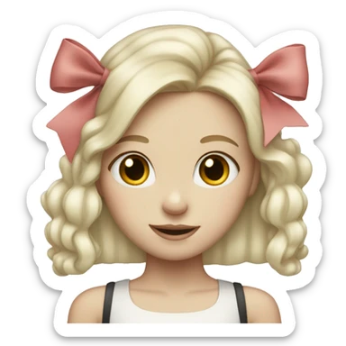 pale girl with blank hair and bow  sticker