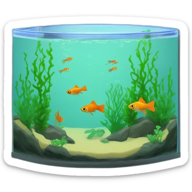 isometric fish tank with endler guppies sticker