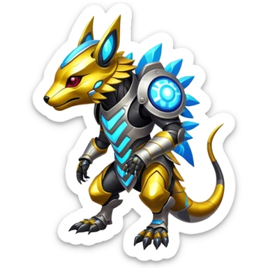 Shiny Epic Edgy Cool Colorful Vibrant Modern Vernid-Protogen-creature-animal, full body sticker