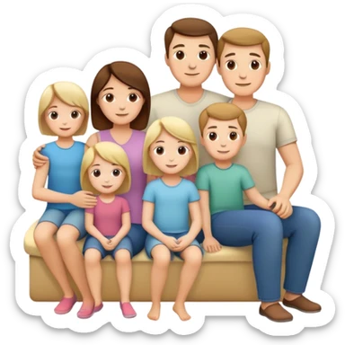 white family with parents and children sitting in a cool relaxed pose sticker