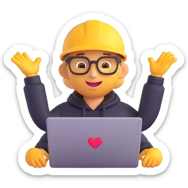 software developer emoji, person celebrating a successful code deployment sticker