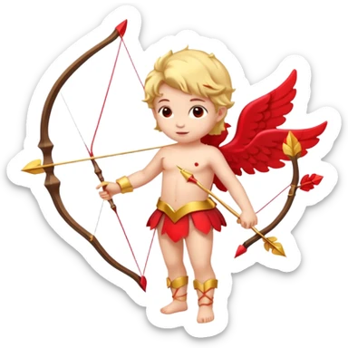 Full body Cupid with a bow and hearts sticker