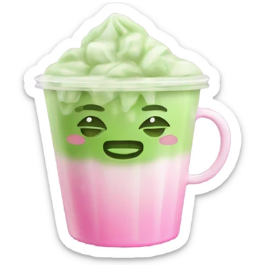iced matcha in pink cup sticker