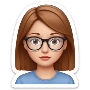 Make a white girl who has a little bit of a indent on her left eye do to a four wheeler rec light brown hair with glasses sticker