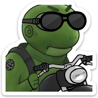 Blue eyed Person in black leather on motorcycle sticker