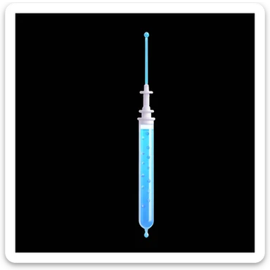 simple syringe with a glowing droplet, symbolizing the IVF trigger shot, modern emoji style sticker