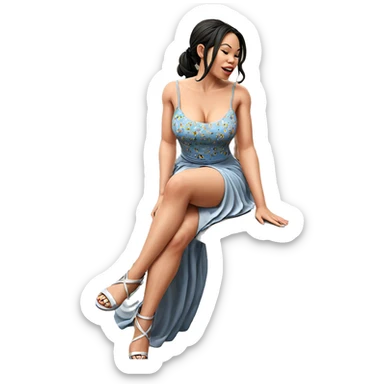 realistic solo girl in dress sticker