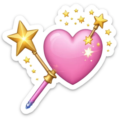pink heart shooting star effect on end of a wand sticker