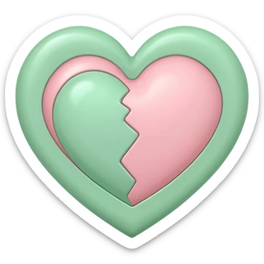 A half pastel green half pastel pink heart sticker