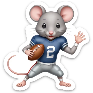 Gray mouse playing American football sticker