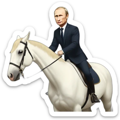 putin riding a horse but the horse is macron sticker