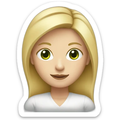 English teacher female with blonde hair and green eyes. with English book sticker