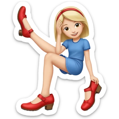 a foot placed on a girl's head sticker