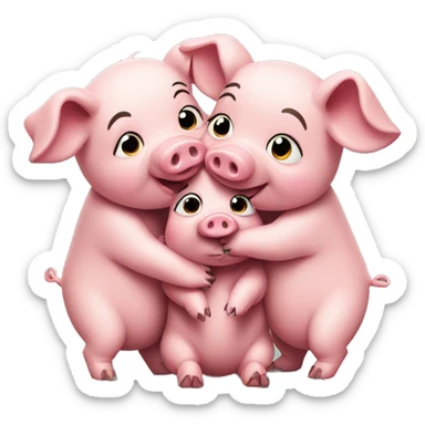 Three pigs hugging sticker