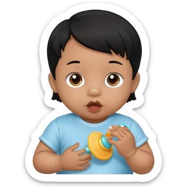 a black hair baby with pacifier sticker