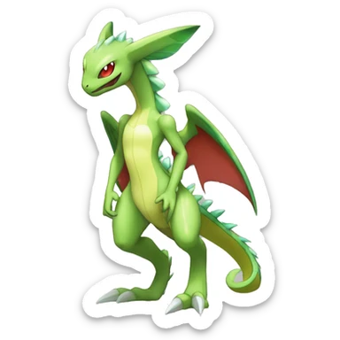 Anthro Cool Edgy Legendary Colorful Shy Shiny Fakemon-Pokémon-Flygon-Fantasy-Creature With Full Body Detailed High Quality sticker