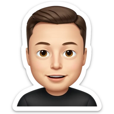 Elon Musk's face in iOS memoji style, winking expression sticker