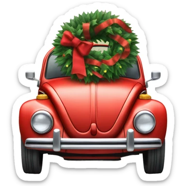 Volkswagen Beetle with Christmas wreath  sticker