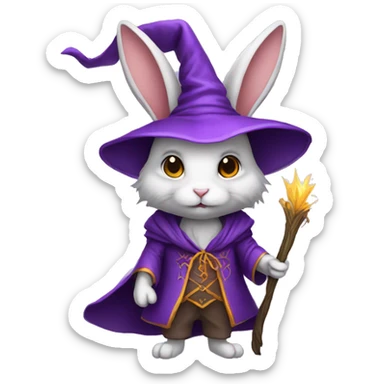 rabbit wizard purple clothes sticker